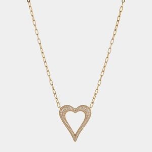 NWT NADRI PAVE OPEN HEART CZ GOLD PENDANT NECKLACE